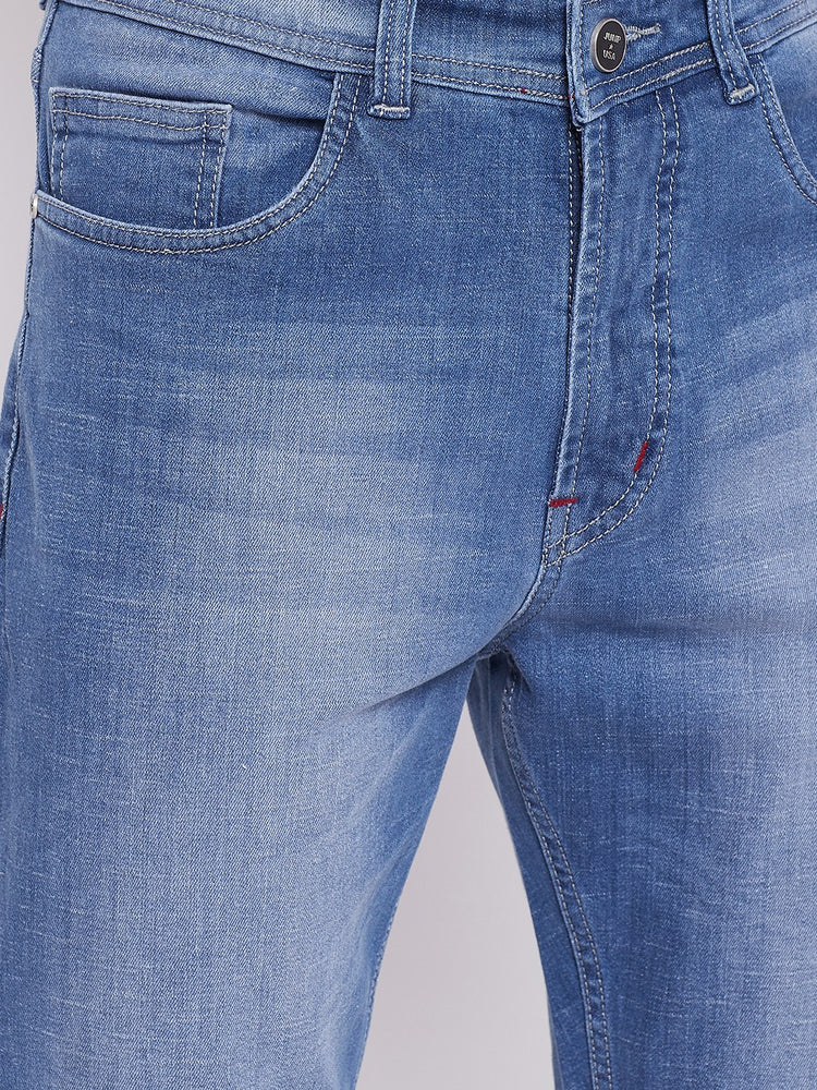 JUMP USA Men Blue Regular Fit Mid-Rise Clean Look Stretchable Jeans - JUMP USA