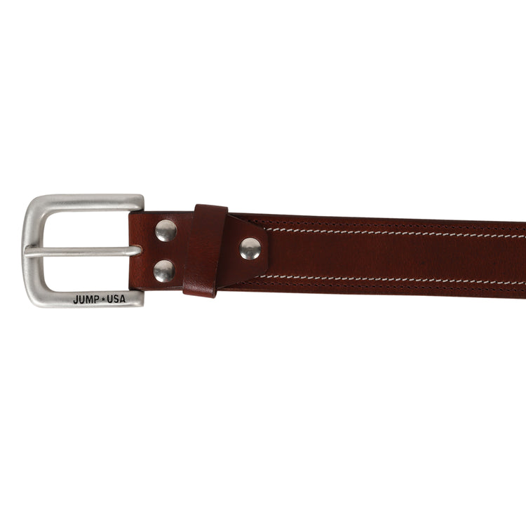 Men Leather Brown Belts With Metal Buckle - JUMP USA
