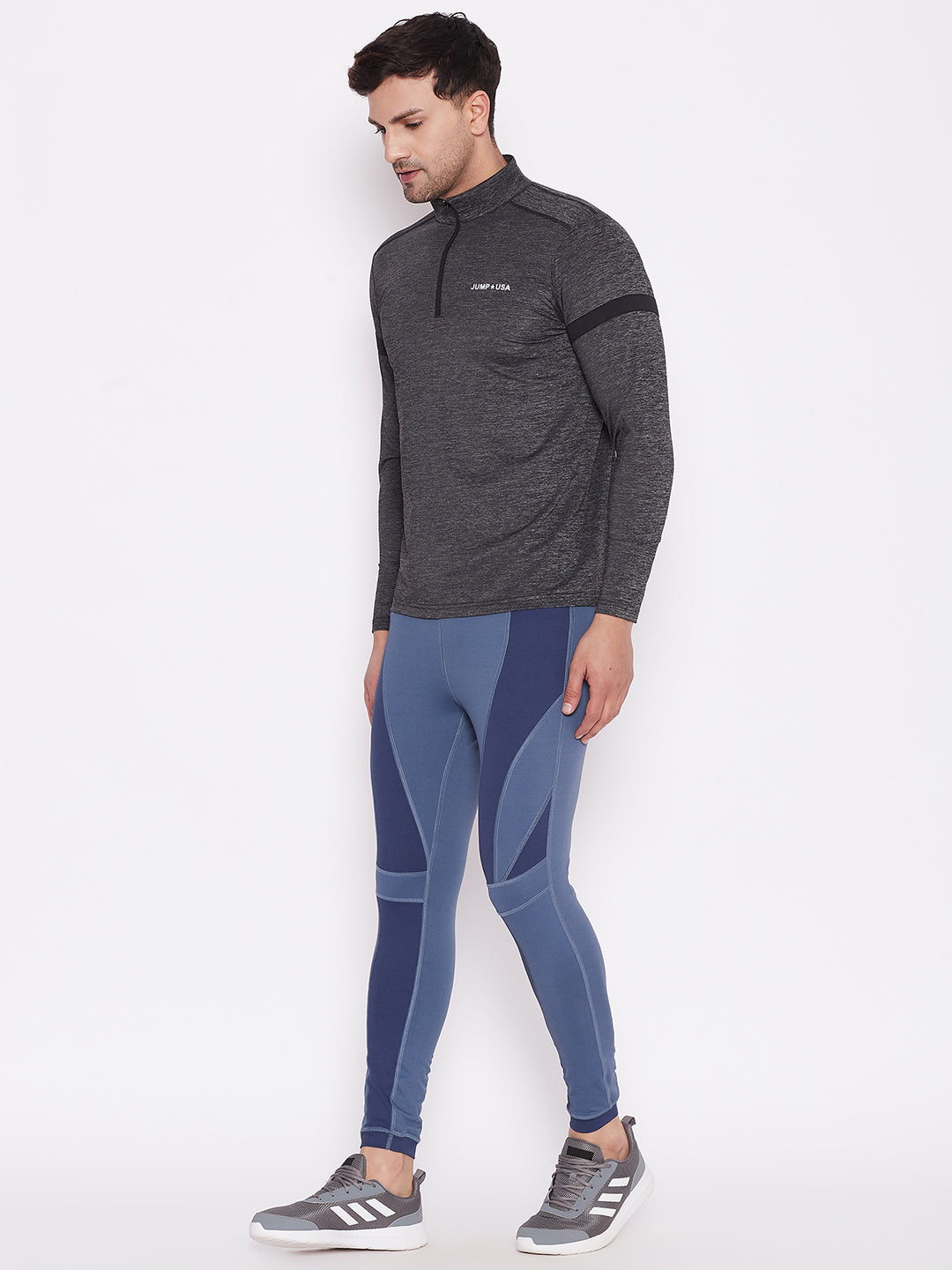 JUMP USA Men Blue Solid Rapid Dry Activewear Tights