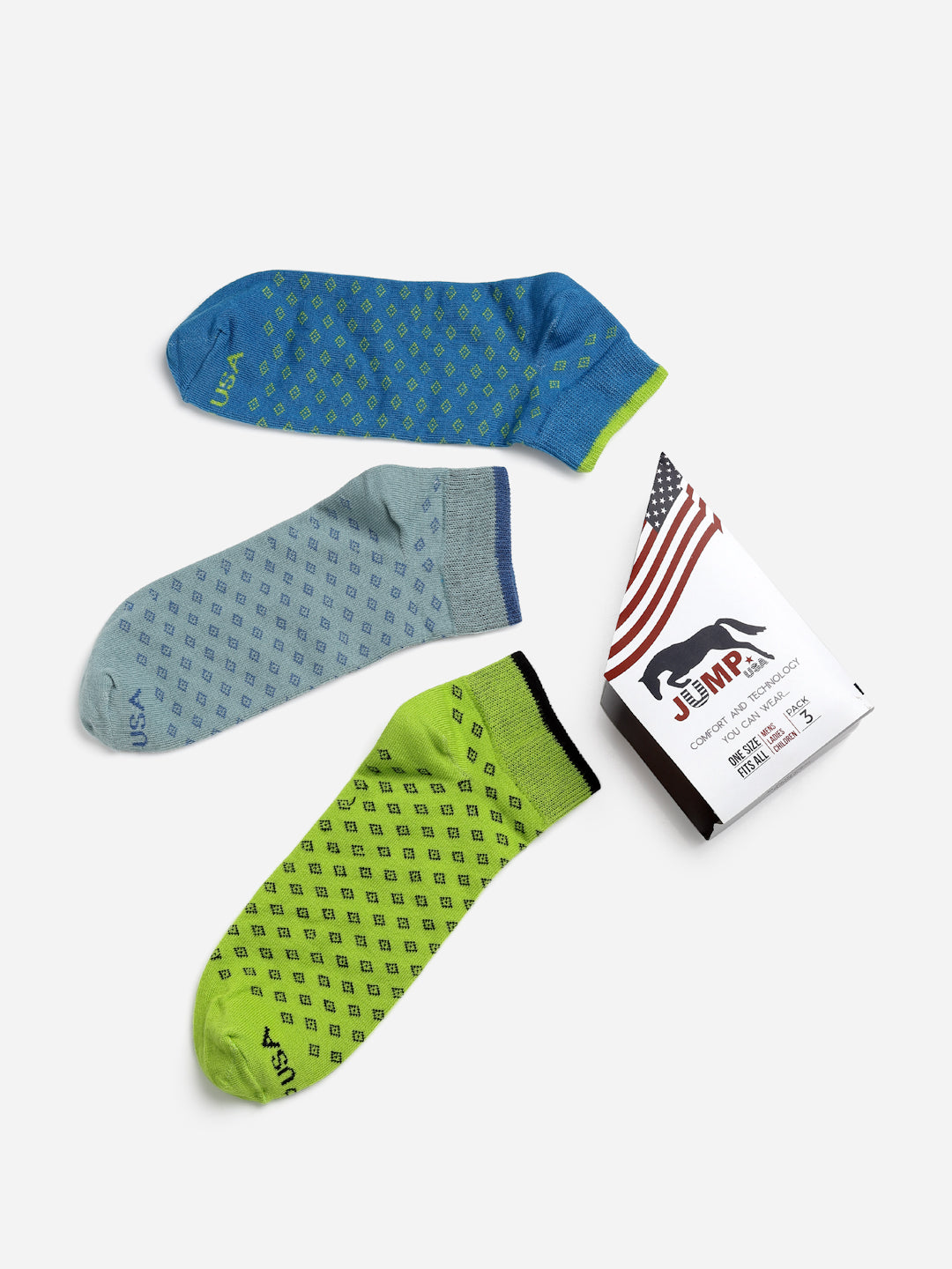 JUMP USA Women Pack of 3 Assorted Ankle Socks