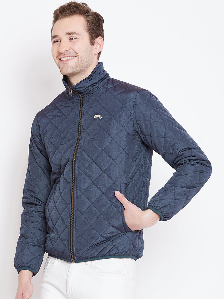 Mens Solid Ec Navy Quilted Jacket - JUMP USA