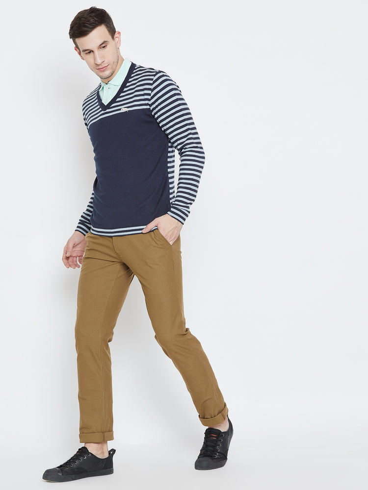 Men Navy Blue Casual Sweaters - JUMP USA