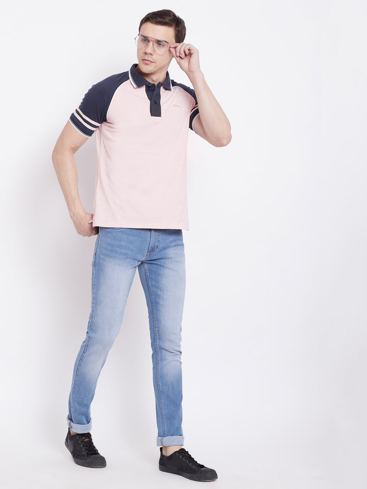 JUMP USA Men Pink Solid Polo T-shirts - JUMP USA