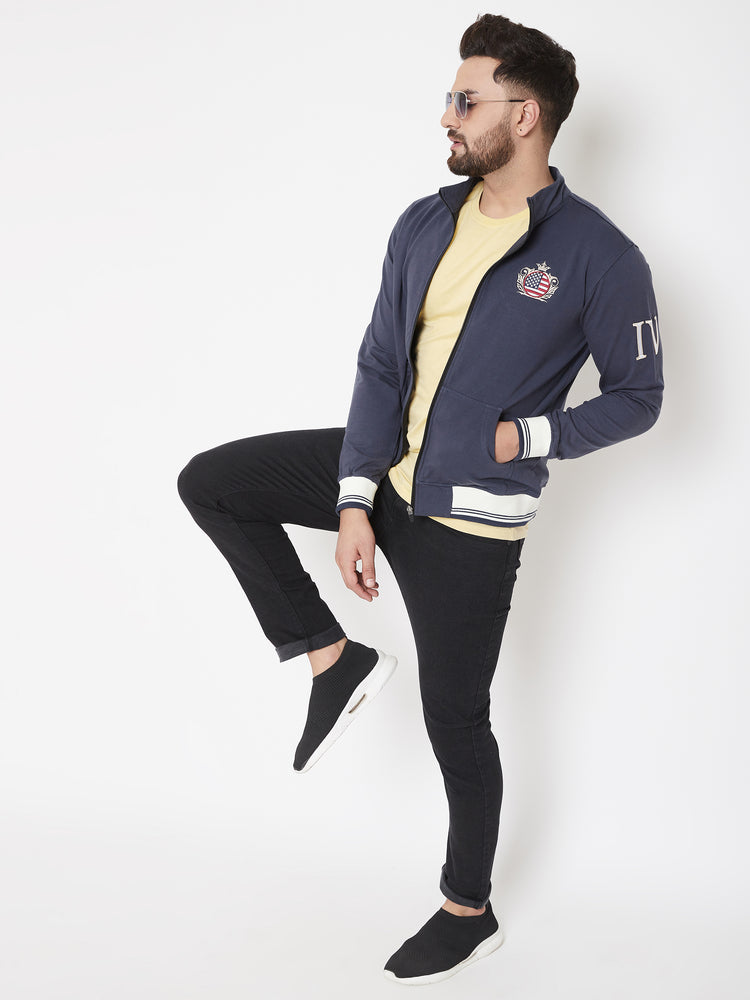 JUMP USA Men Navy Blue Solid Bomber Jacket - JUMP USA
