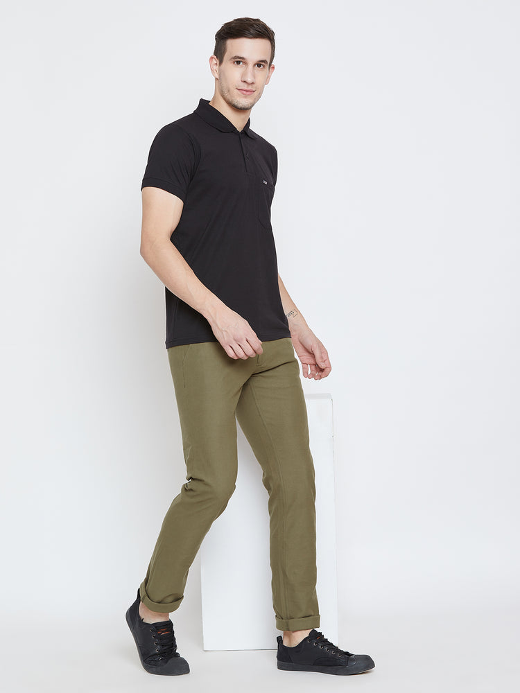 Men Olive Casual Trousers - JUMP USA