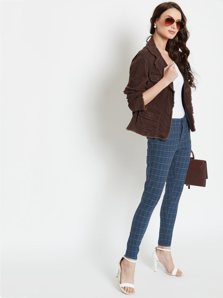 Women Checked Slim fit Casual Trousers - JUMP USA