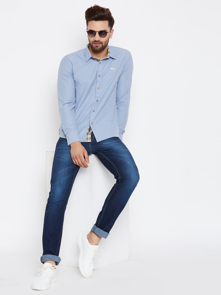 JUMP USA Men Blue Regular Fit Solid Casual Shirt - JUMP USA