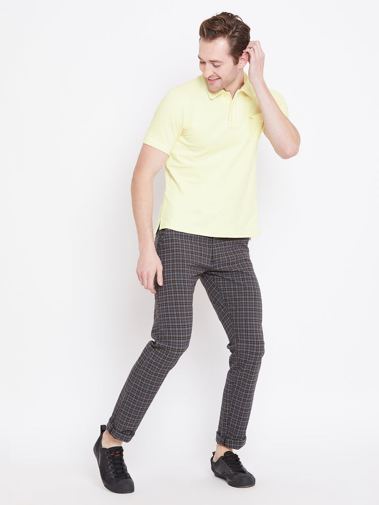 Men Yellow Solid Casual Polo T-shirts - JUMP USA