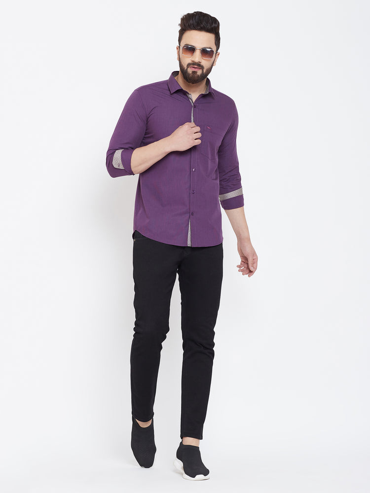 JUMP USA Men Purple Slim Fit Shirts - JUMP USA