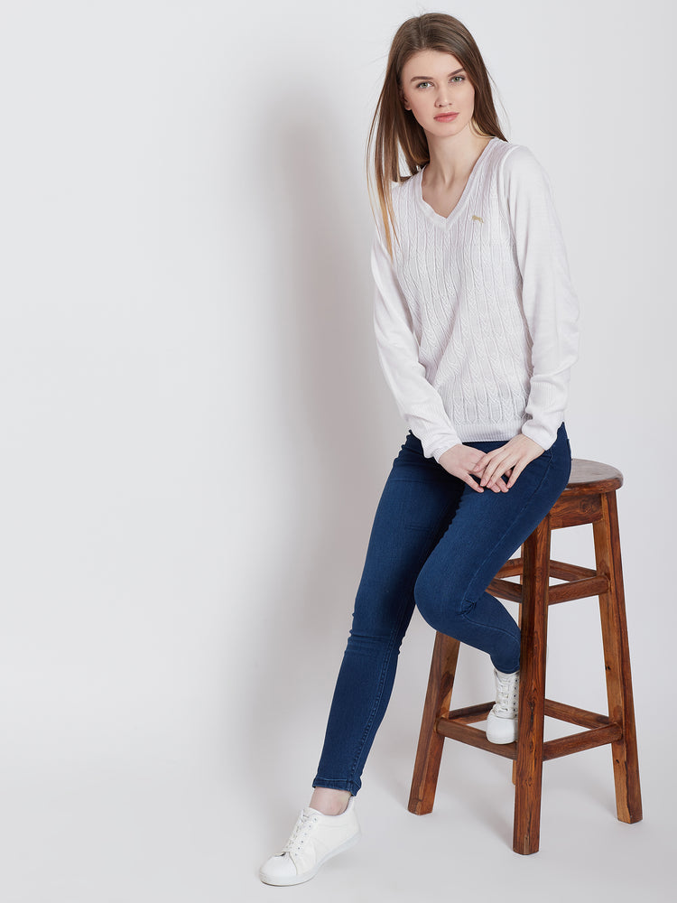 Women White Casual Sweaters - JUMP USA