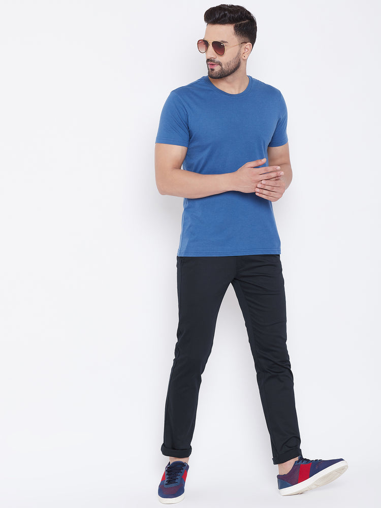 JUMP USA Men Navy Blue Regular Fit Solid Trousers - JUMP USA