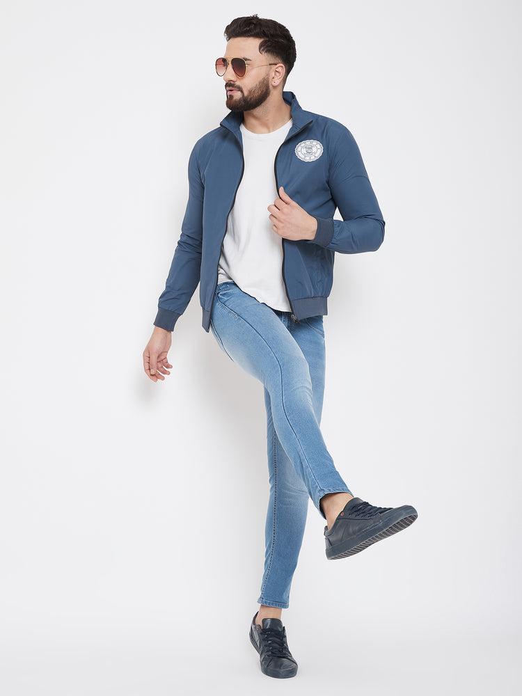 JUMP USA Men Denim Solid Bomber Jacket - JUMP USA