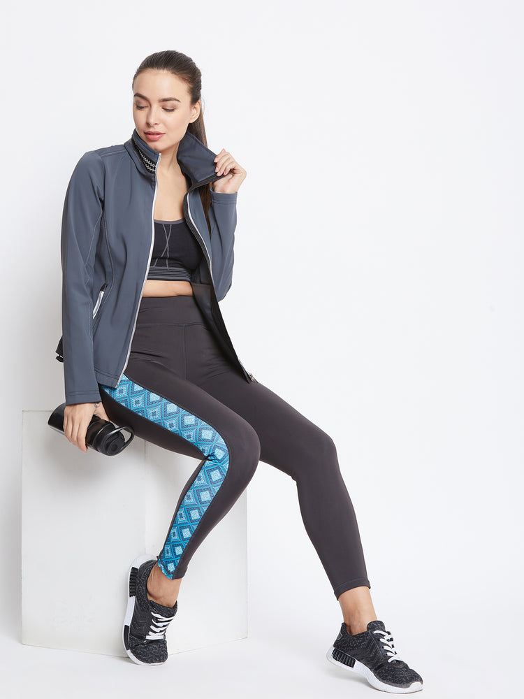 JUMP USA Women Grey Solid Sporty Jacket - JUMP USA