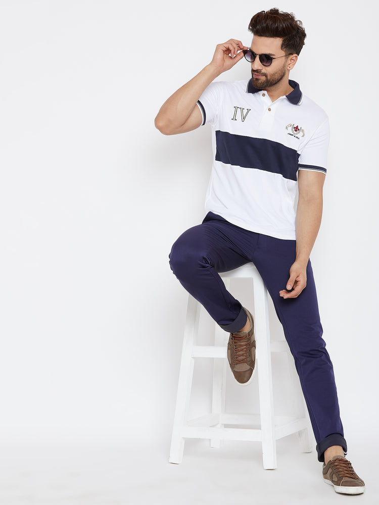 JUMP USA Men Solid White Polo T-shirts - JUMP USA