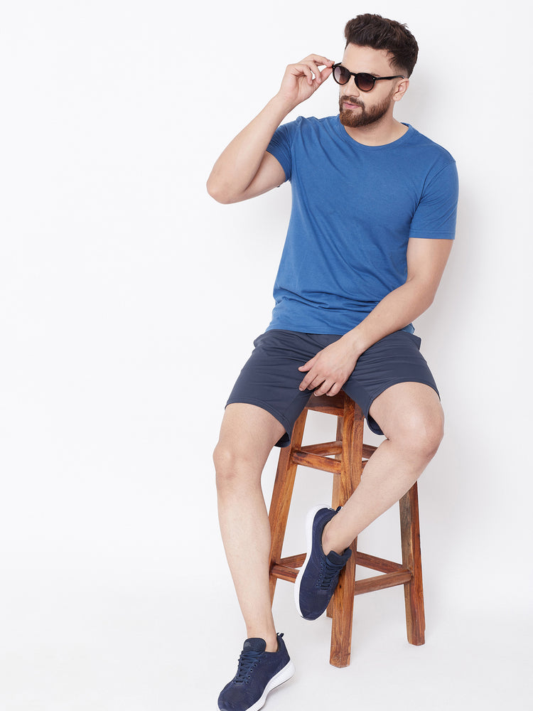 JUMP USA Men Navy Blue Solid Active Wear Shorts - JUMP USA