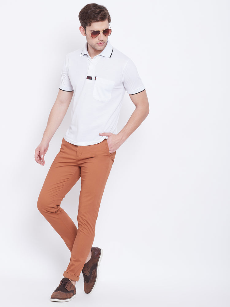 JUMP USA Men Bronze Casual Slim Fit Trousers - JUMP USA