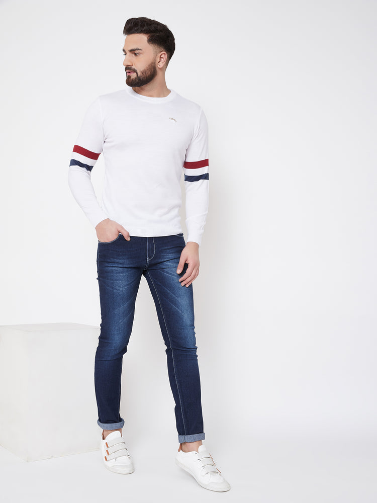JUMP USA Men White Solid Sweater - JUMP USA
