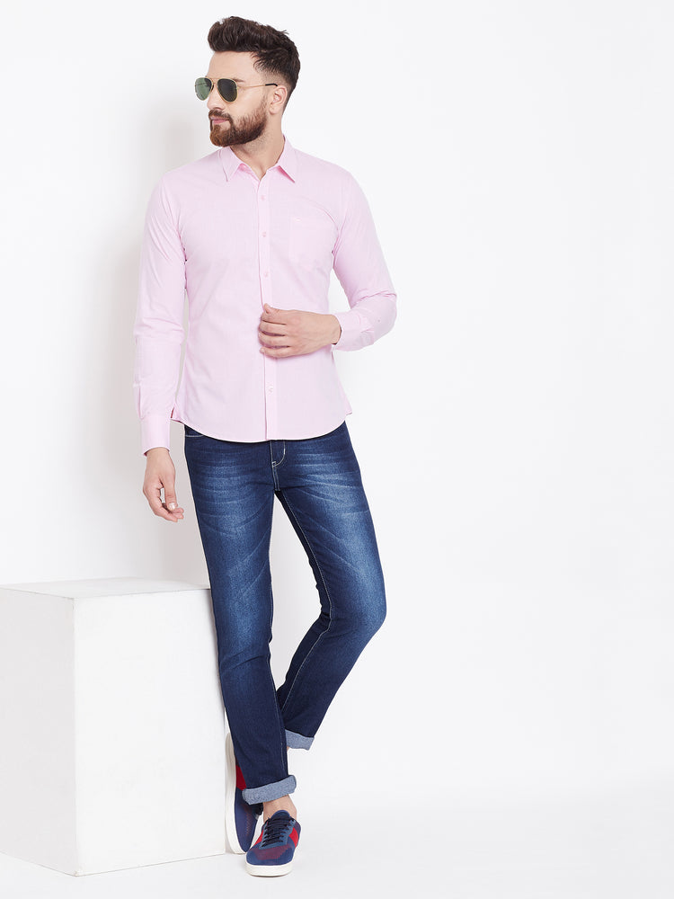 JUMP USA Men Pink Solid Regular Fit Casual Shirts - JUMP USA