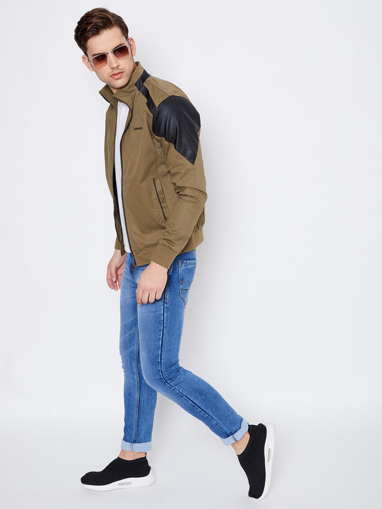 JUMP USA Men Brown Solid Casual Bomber Jacket - JUMP USA