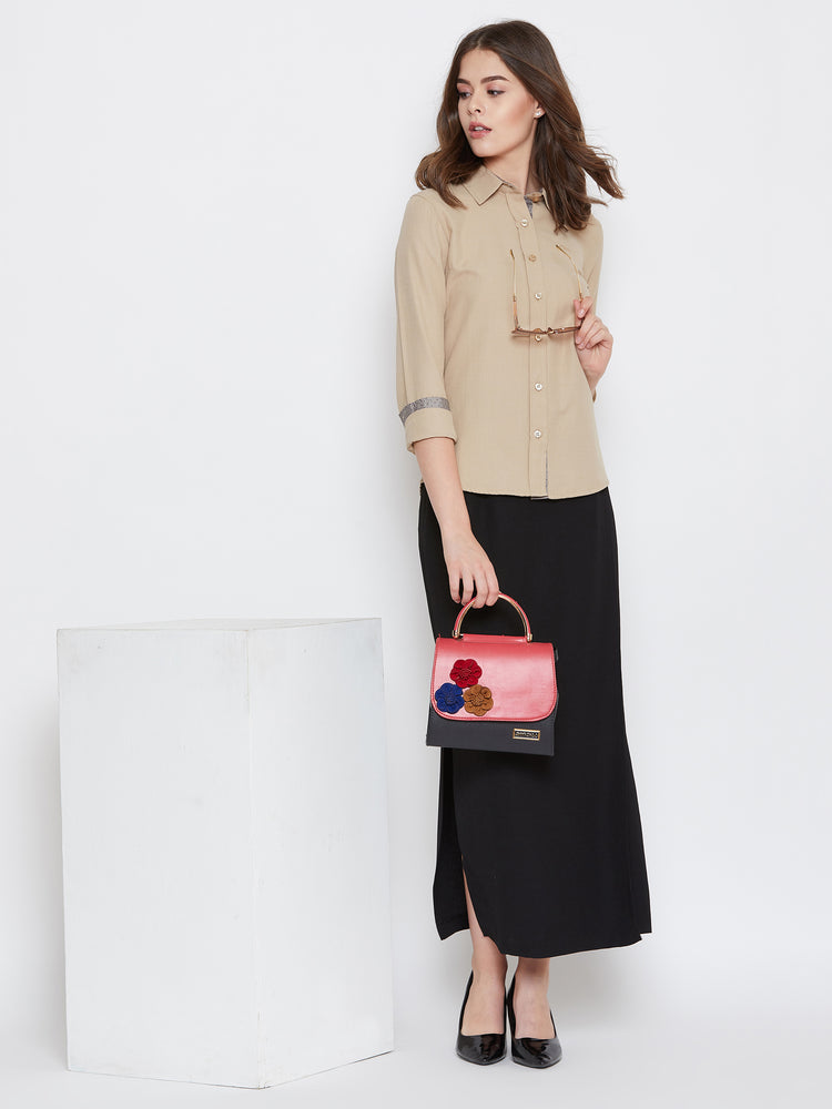 Women Beige Solid Casual Slim Fit Shirt - JUMP USA