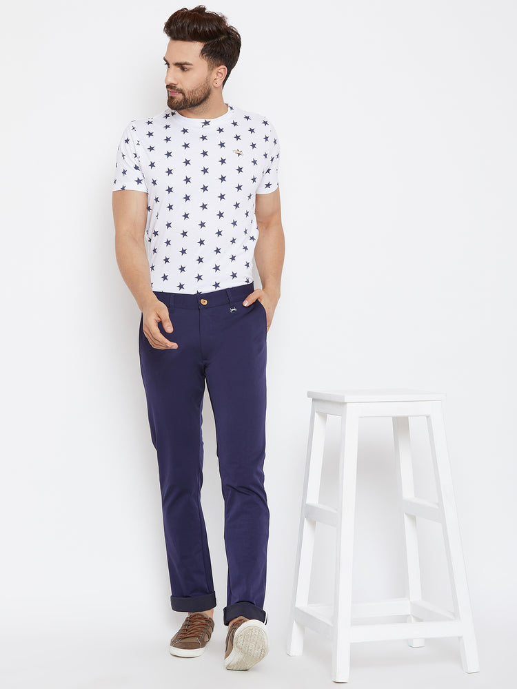 JUMP USA Men White Printed Round Neck T-Shirt - JUMP USA