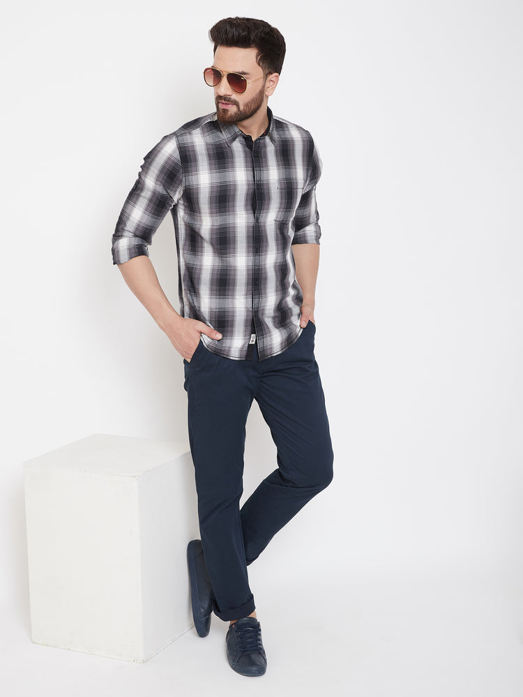 JUMP USA Men Navy Blue Casual Regular Fit Trousers - JUMP USA