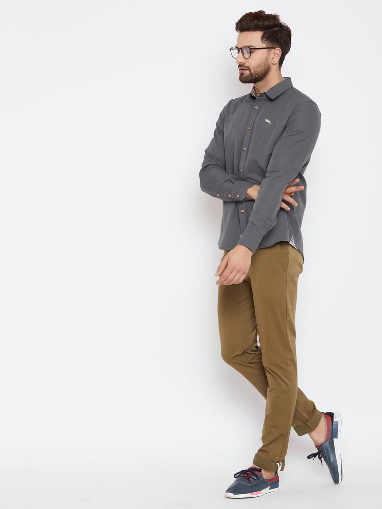 JUMP USA Men Grey Regular Fit Solid Casual Shirt - JUMP USA