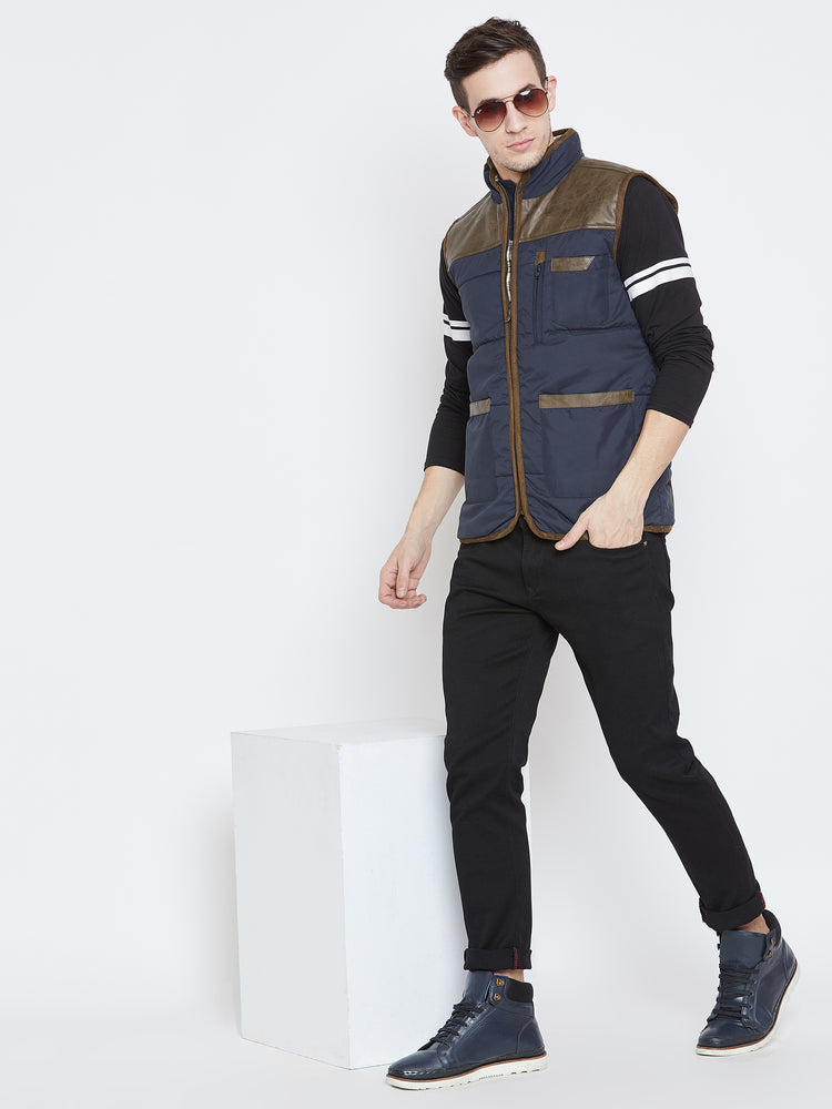Men Casual Blue Padded Jacket - JUMP USA