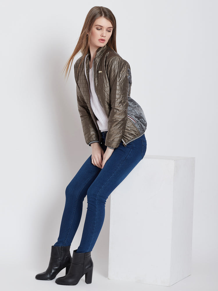Women Casual Copper Quilted Jacket - JUMP USA