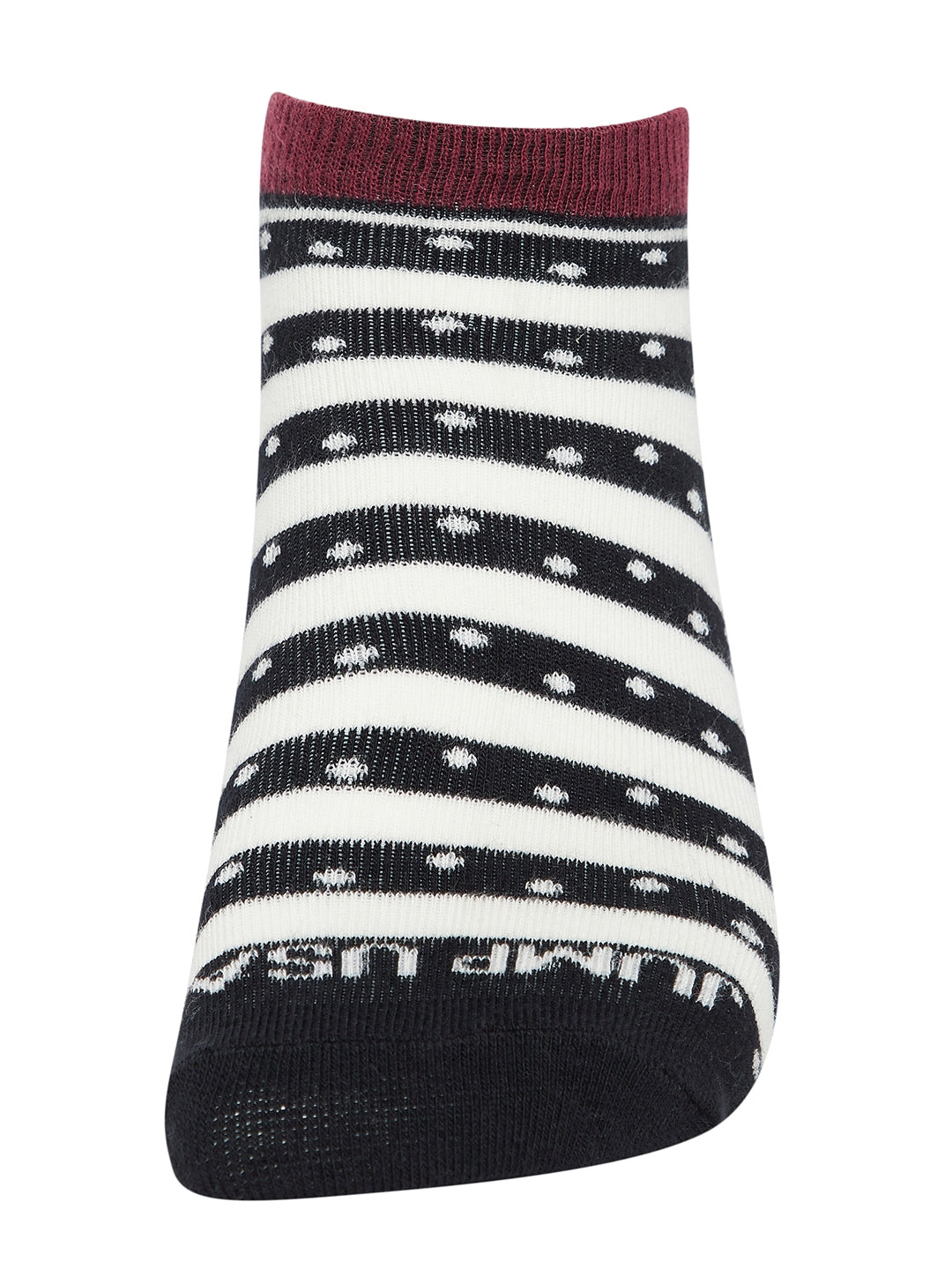 JUMP USA Women Ankle Length Pack of 3 Socks_Black_Burgundy_Blue