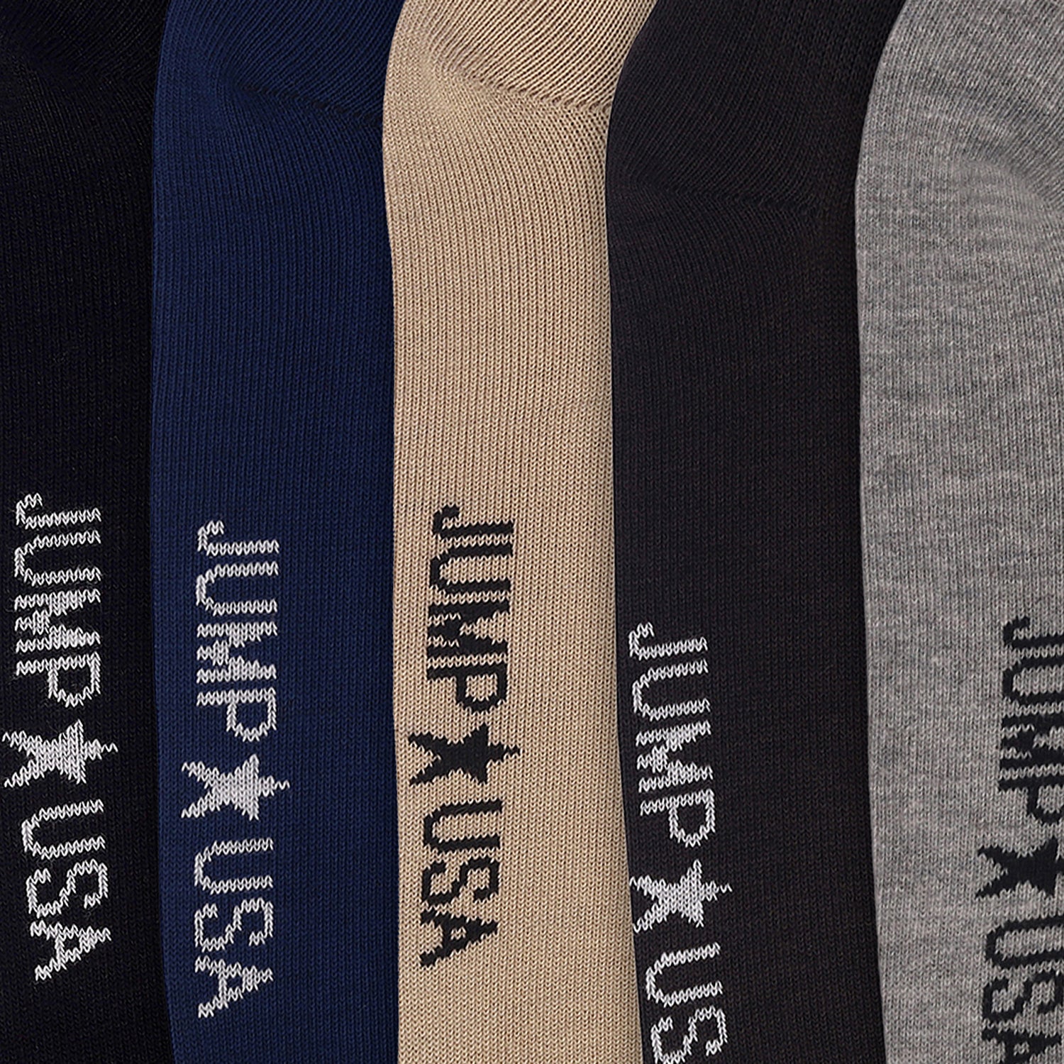 JUMP USA Men's Cotton Ankle Length Casual Socks Padded for Extra Comfort (Beige/Black/Grey, Free Size) Pack of 5