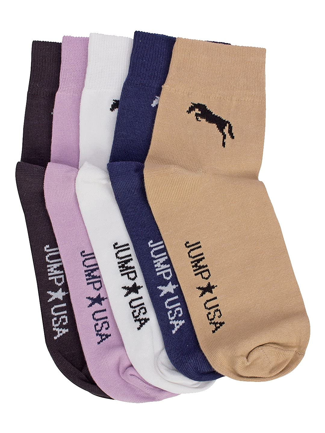17AW16868-645-STD-JUMP-USA-Men's-Ankle-Length-Bamboo-Cotton-Socks-Pack-of-5-|-Men-Casual-Socks-for-Everyday-Wear-Sweat-Proof,-Quick-Dry,-Padded-for-Extra-Comfort-|-Color-Beige-White-Green