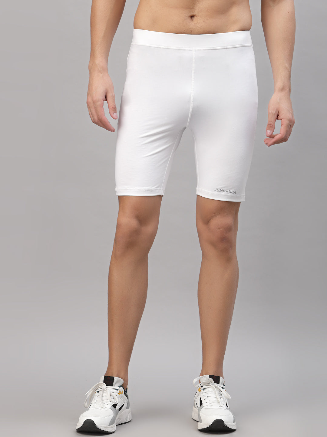 JUMP USA Men White Rapid Dry-Fit Solid Training Short Tights