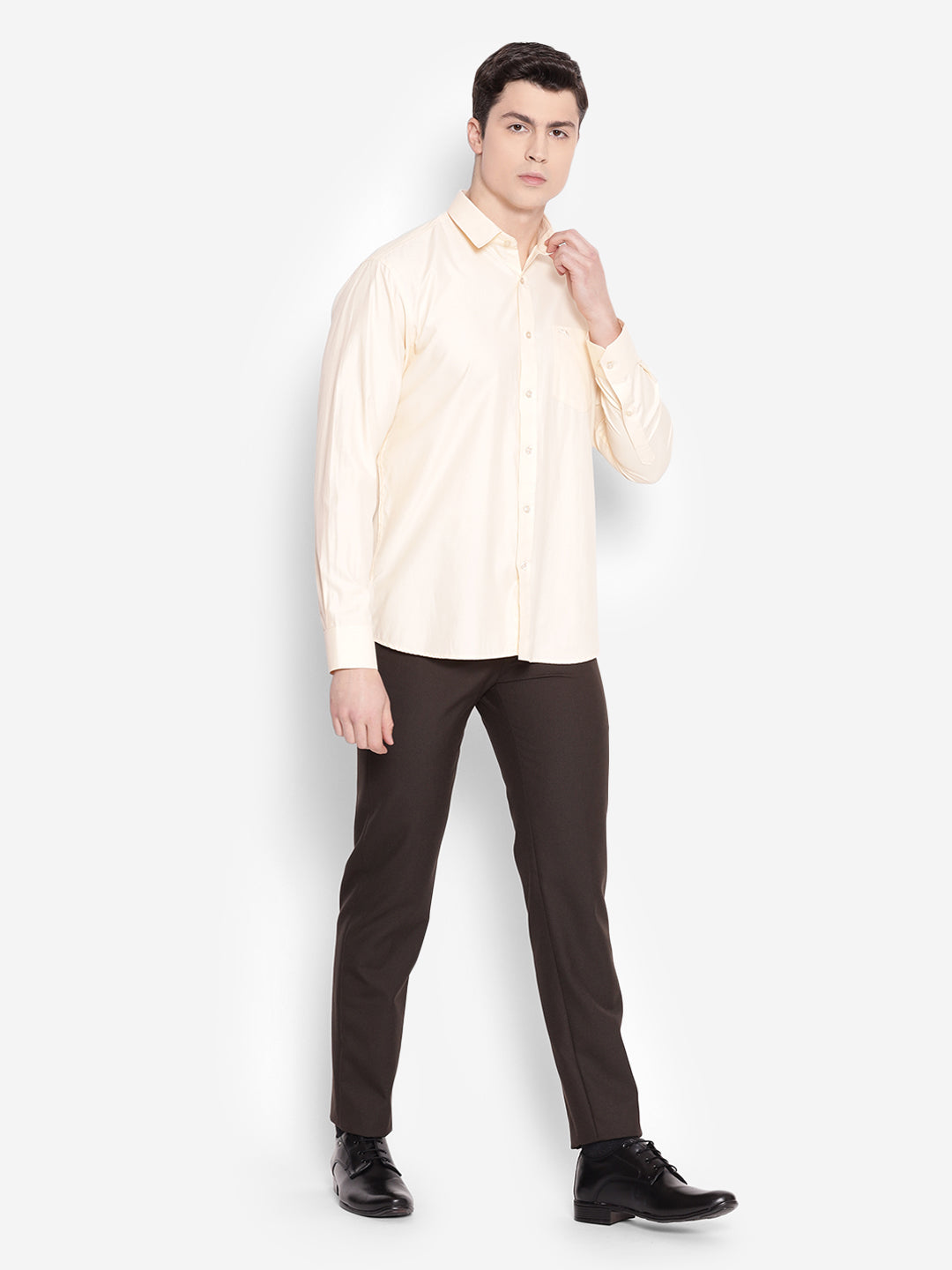 JUMP USA Men Beige Solid PolyCotton Formal Shirts - JUMP USA