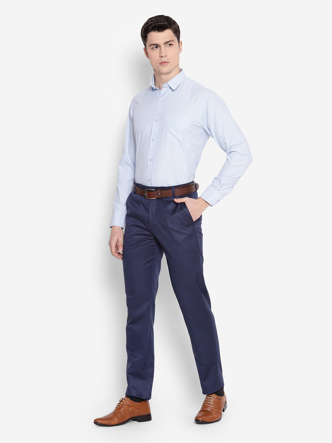 JUMP USA Men Light Blue Solid PolyCotton Formal Shirts - JUMP USA