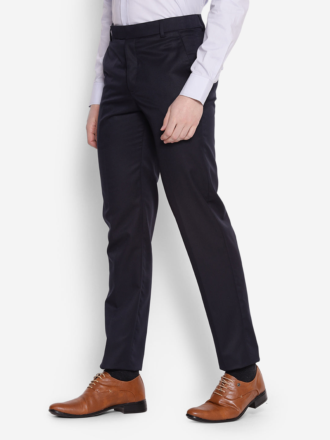 JUMP USA Men Navy Blue Casual Regular Fit Trousers - JUMP USA