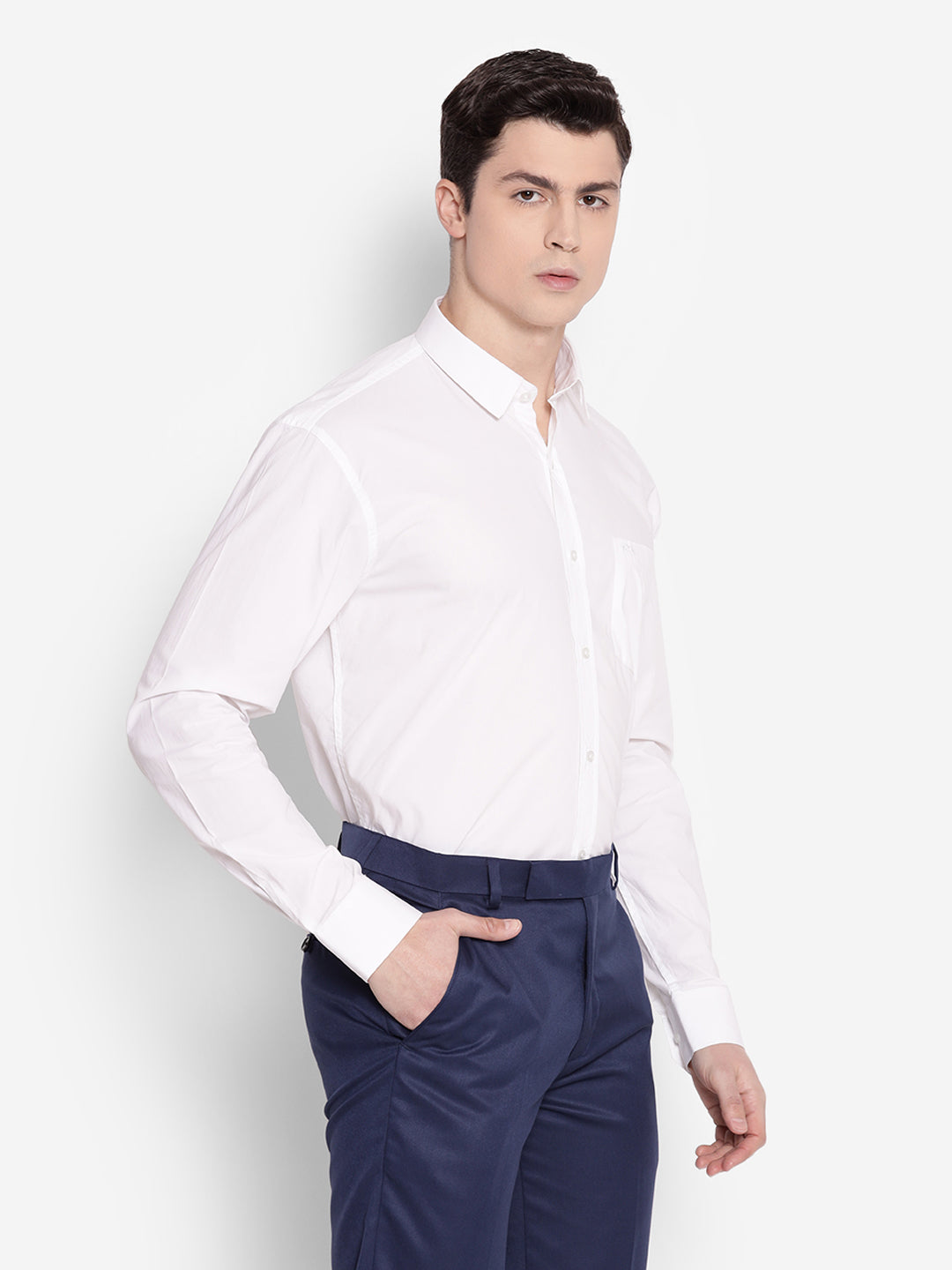 JUMP USA Men White Solid PolyCotton Formal Shirts - JUMP USA