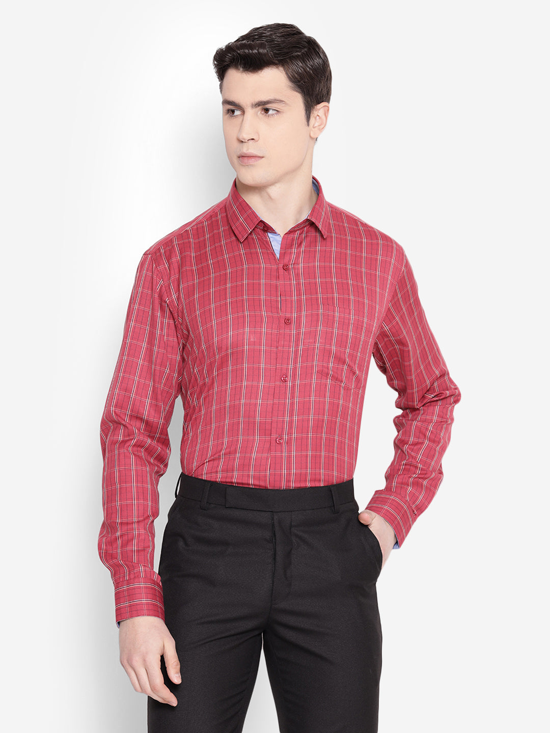 JUMP USA Men Red Solid PolyCotton Casual Shirts - JUMP USA