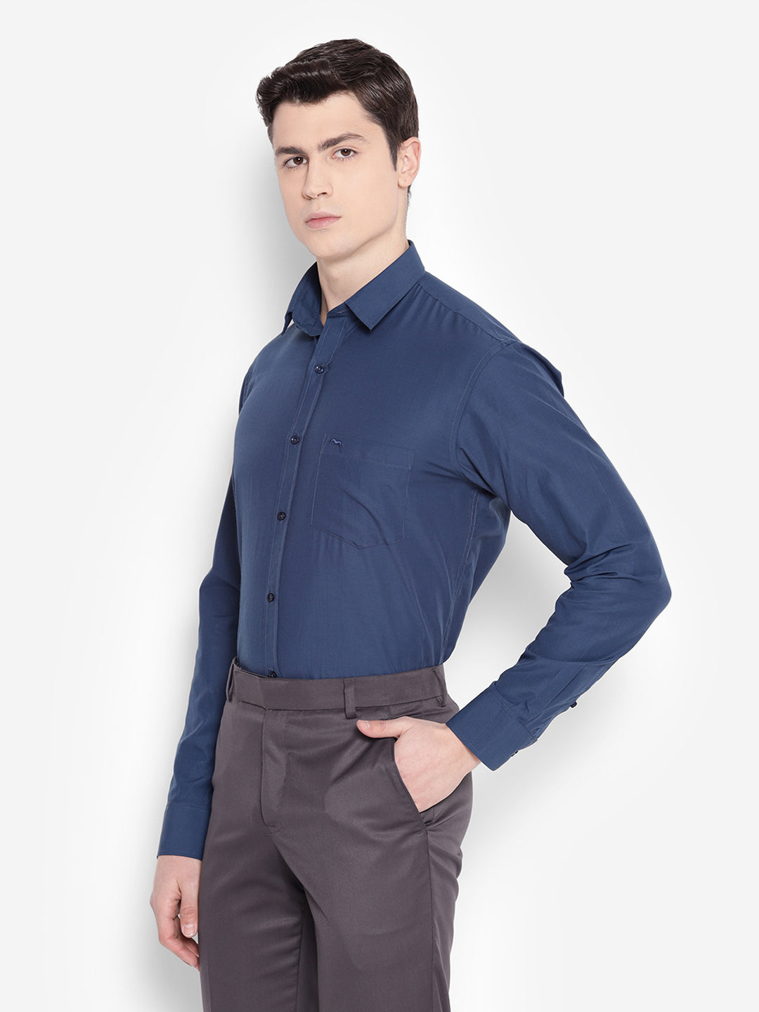 JUMP USA Men Blue Solid PolyCotton Formal Shirts - JUMP USA