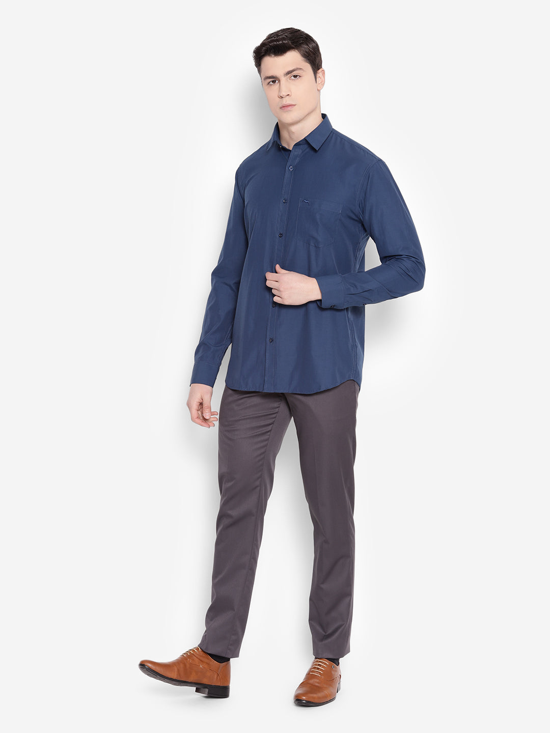 JUMP USA Men Blue Solid PolyCotton Formal Shirts - JUMP USA