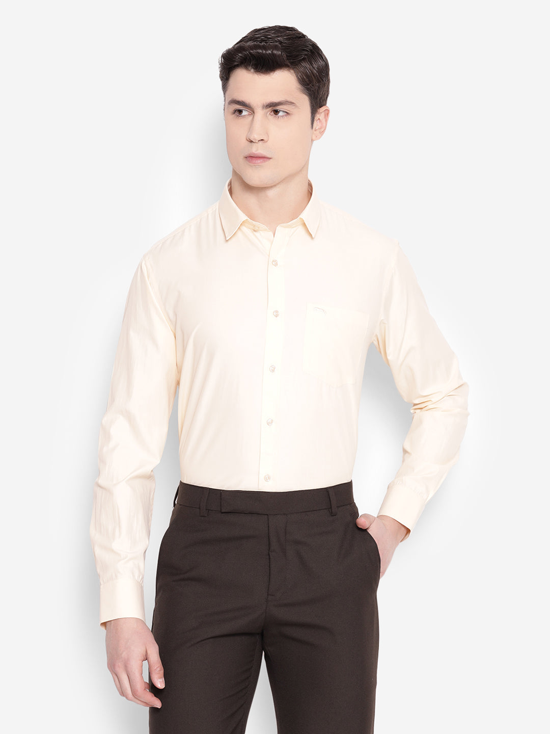JUMP USA Men Beige Solid PolyCotton Formal Shirts - JUMP USA