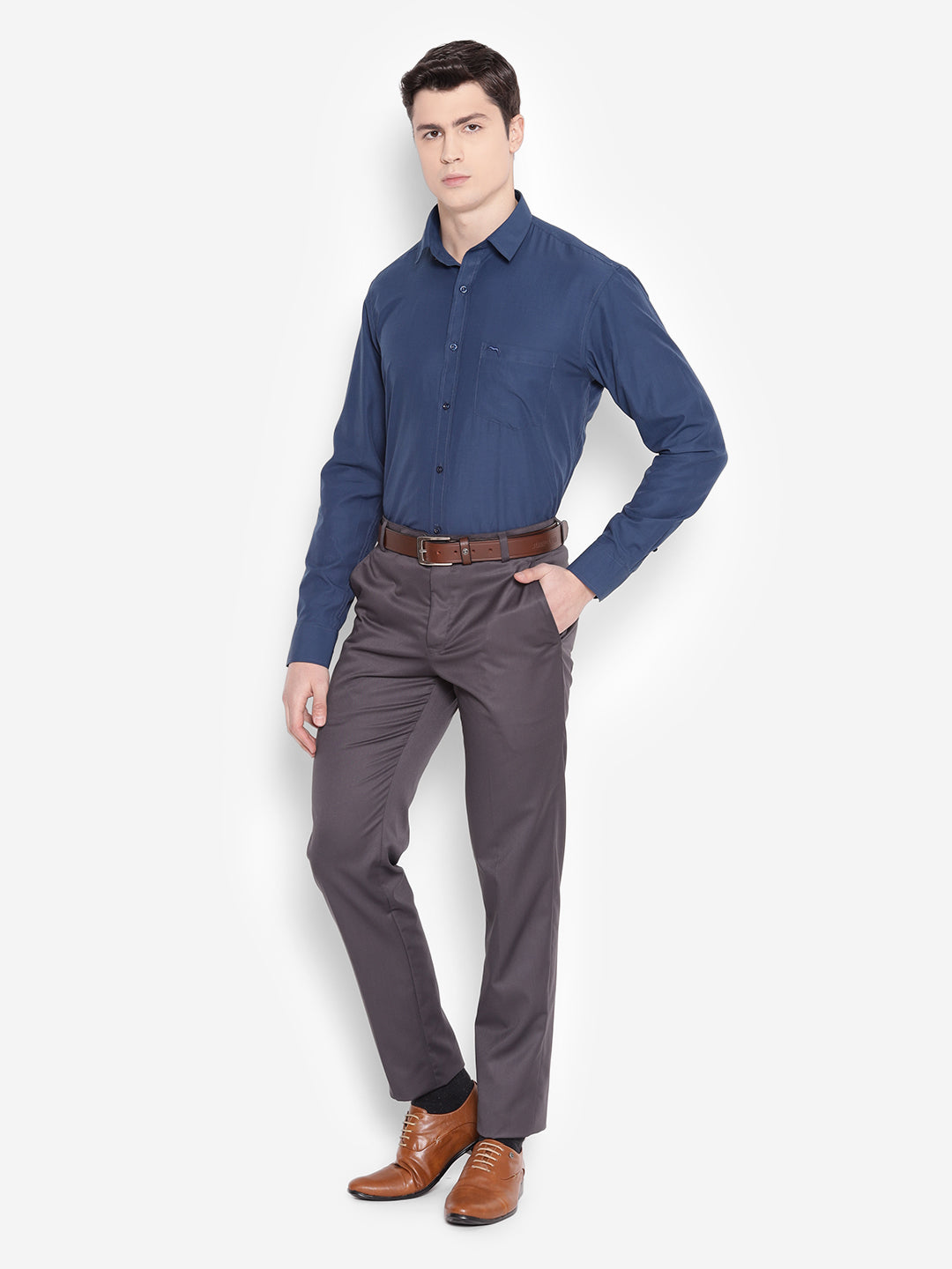 JUMP USA Men Blue Solid PolyCotton Formal Shirts - JUMP USA