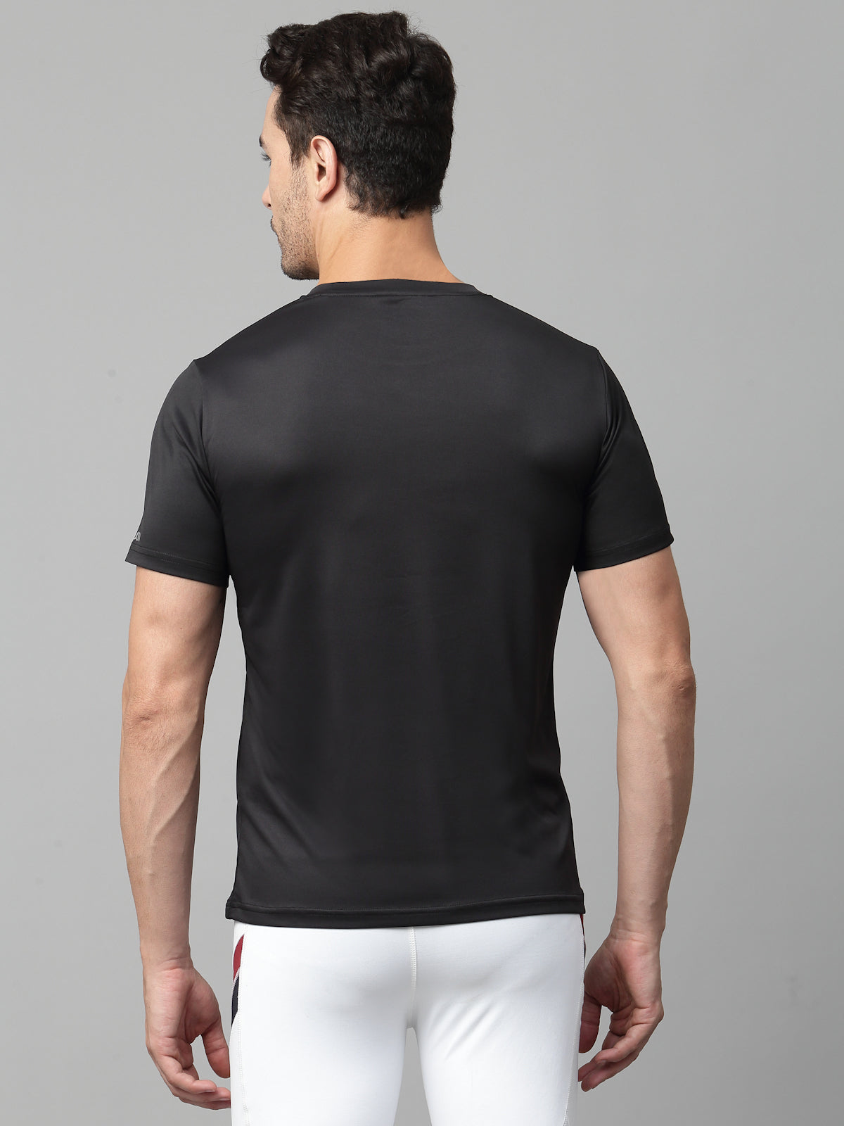 JUMP USA Mens Black Typography Printed Polyester T-shirt