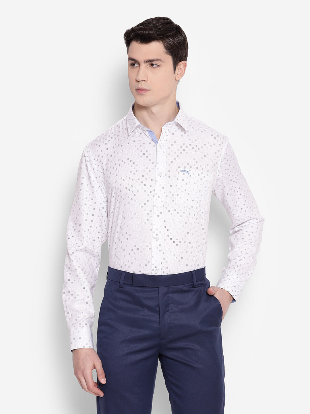 JUMP USA Men White Solid Cotton Casual Shirts - JUMP USA