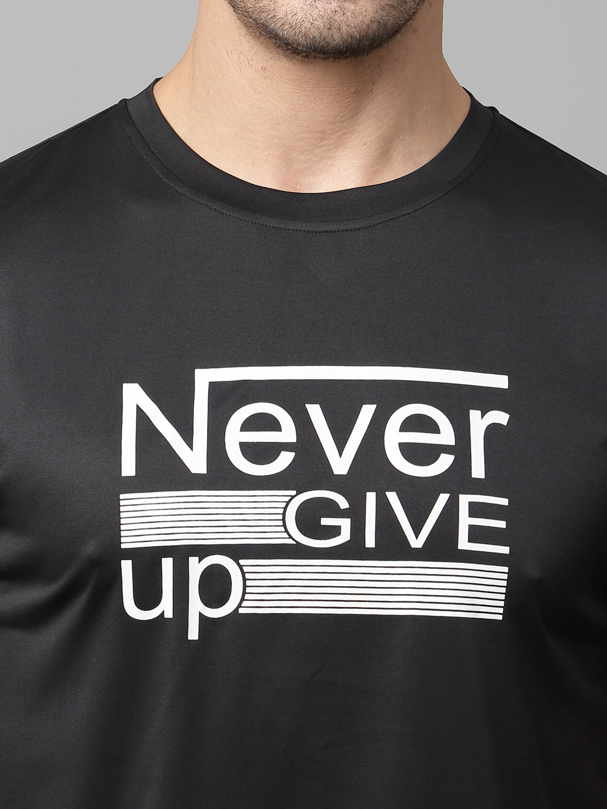 JUMP USA Mens Black Typography Printed Polyester T-shirt