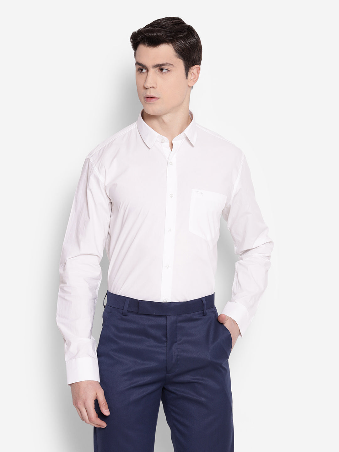 JUMP USA Men White Solid PolyCotton Formal Shirts - JUMP USA