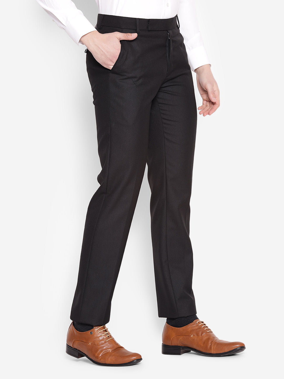 JUMP USA Men Black Casual Regular Fit Trousers - JUMP USA
