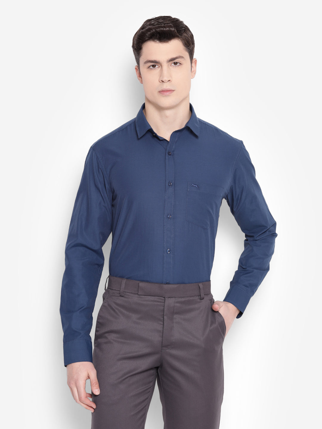 JUMP USA Men Blue Solid PolyCotton Formal Shirts - JUMP USA