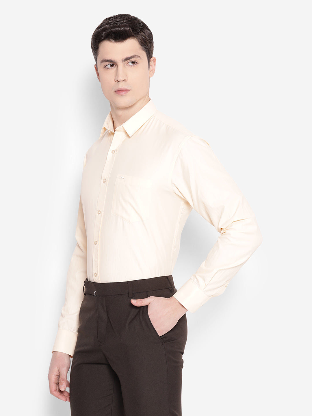 JUMP USA Men Beige Solid PolyCotton Formal Shirts - JUMP USA