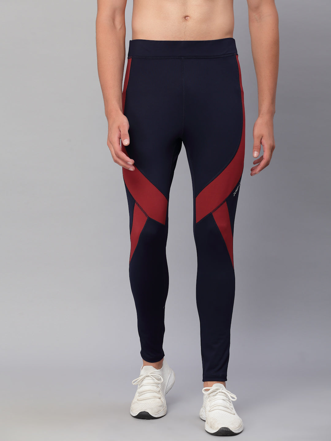 JUMP USA Men Navy Blue Maroon Rapid Dry Fit Antimicrobial Running Tights